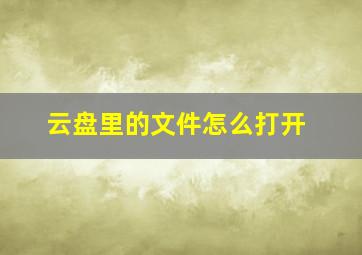 云盘里的文件怎么打开