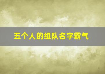 五个人的组队名字霸气