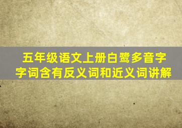 五年级语文上册白鹭多音字字词含有反义词和近义词讲解