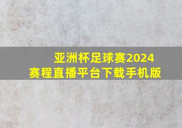 亚洲杯足球赛2024赛程直播平台下载手机版