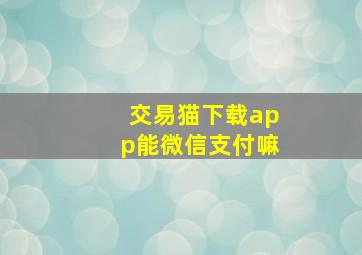 交易猫下载app能微信支付嘛