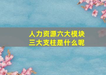 人力资源六大模块三大支柱是什么呢