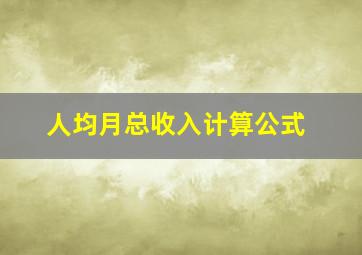 人均月总收入计算公式