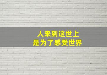 人来到这世上是为了感受世界