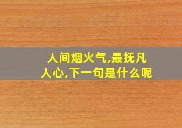 人间烟火气,最抚凡人心,下一句是什么呢