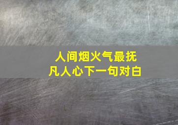 人间烟火气最抚凡人心下一句对白