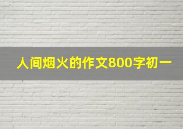 人间烟火的作文800字初一