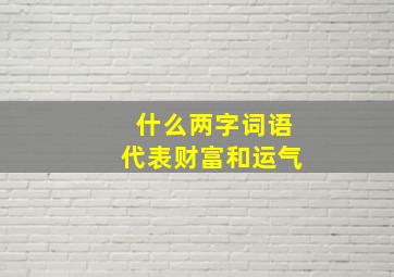 什么两字词语代表财富和运气