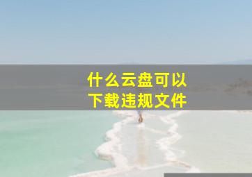 什么云盘可以下载违规文件