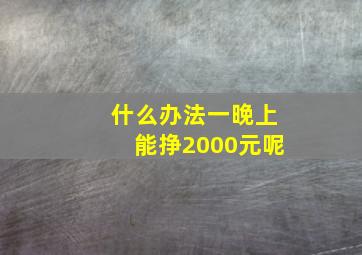 什么办法一晚上能挣2000元呢