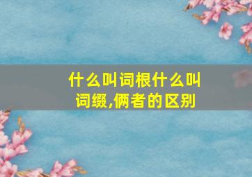 什么叫词根什么叫词缀,俩者的区别