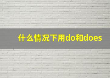 什么情况下用do和does