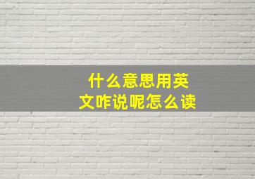 什么意思用英文咋说呢怎么读