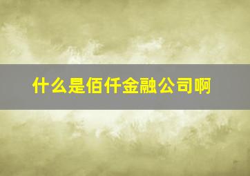 什么是佰仟金融公司啊