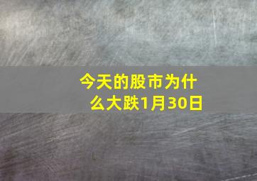 今天的股市为什么大跌1月30日