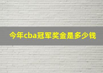 今年cba冠军奖金是多少钱