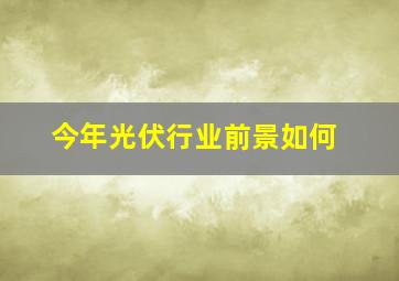 今年光伏行业前景如何