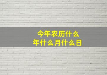 今年农历什么年什么月什么日