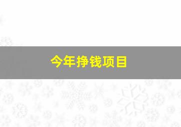 今年挣钱项目