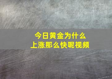 今日黄金为什么上涨那么快呢视频