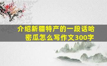 介绍新疆特产的一段话哈密瓜怎么写作文300字