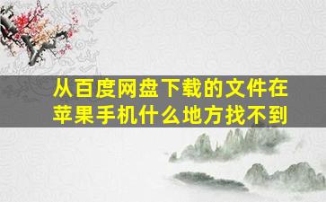 从百度网盘下载的文件在苹果手机什么地方找不到