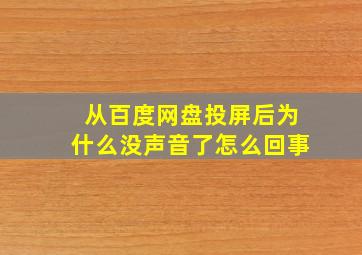 从百度网盘投屏后为什么没声音了怎么回事