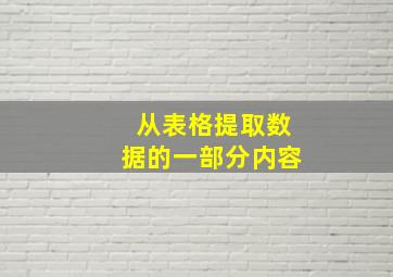 从表格提取数据的一部分内容