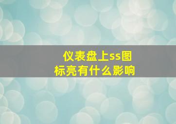 仪表盘上ss图标亮有什么影响