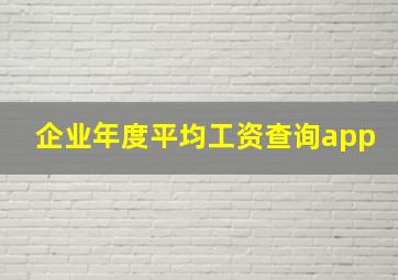 企业年度平均工资查询app