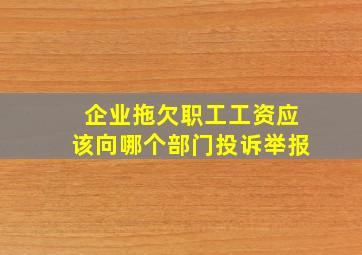 企业拖欠职工工资应该向哪个部门投诉举报