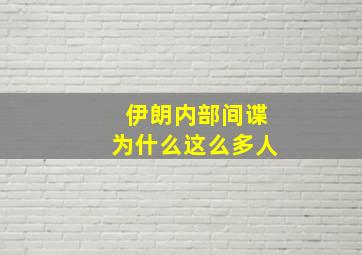 伊朗内部间谍为什么这么多人