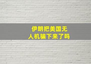 伊朗把美国无人机骗下来了吗