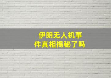 伊朗无人机事件真相揭秘了吗