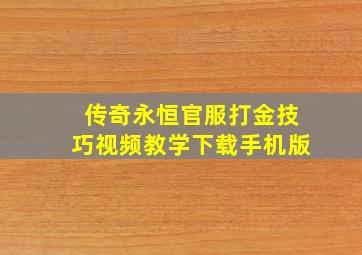 传奇永恒官服打金技巧视频教学下载手机版