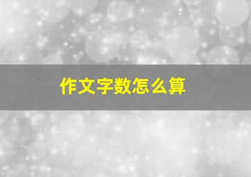 作文字数怎么算