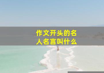 作文开头的名人名言叫什么