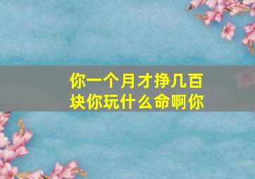 你一个月才挣几百块你玩什么命啊你