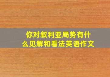 你对叙利亚局势有什么见解和看法英语作文