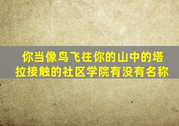 你当像鸟飞往你的山中的塔拉接触的社区学院有没有名称