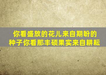 你看盛放的花儿来自期盼的种子你看那丰硕果实来自耕耘