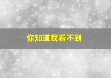 你知道我看不到