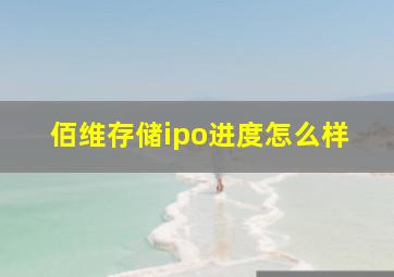 佰维存储ipo进度怎么样