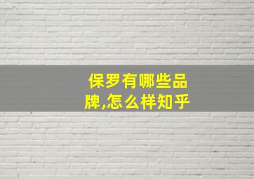 保罗有哪些品牌,怎么样知乎