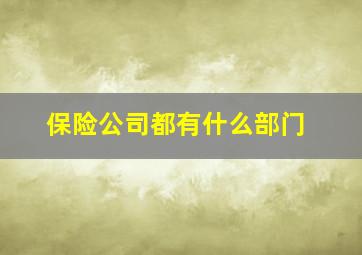 保险公司都有什么部门