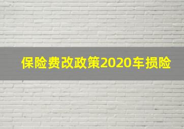 保险费改政策2020车损险