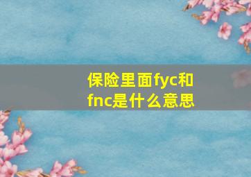 保险里面fyc和fnc是什么意思