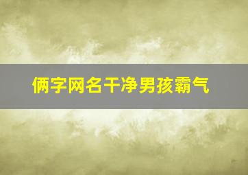 俩字网名干净男孩霸气