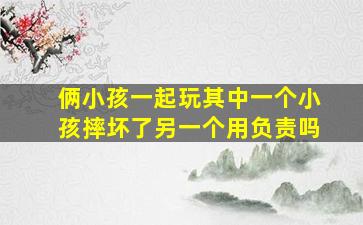 俩小孩一起玩其中一个小孩摔坏了另一个用负责吗