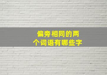 偏旁相同的两个词语有哪些字